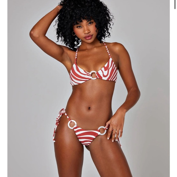 Axil Swim Kiara stripes brown white bikini top and bottom Small - Picture 1 of 5